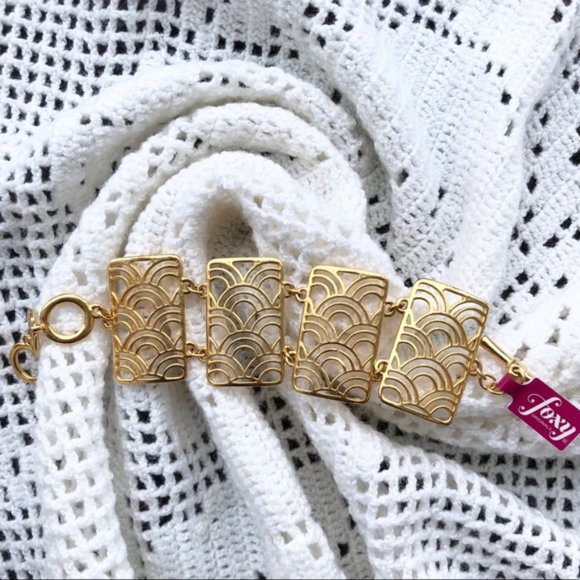 Foxy Originals Art Deco gold tone Arabia bracelet rectangle - Picture 4 of 9